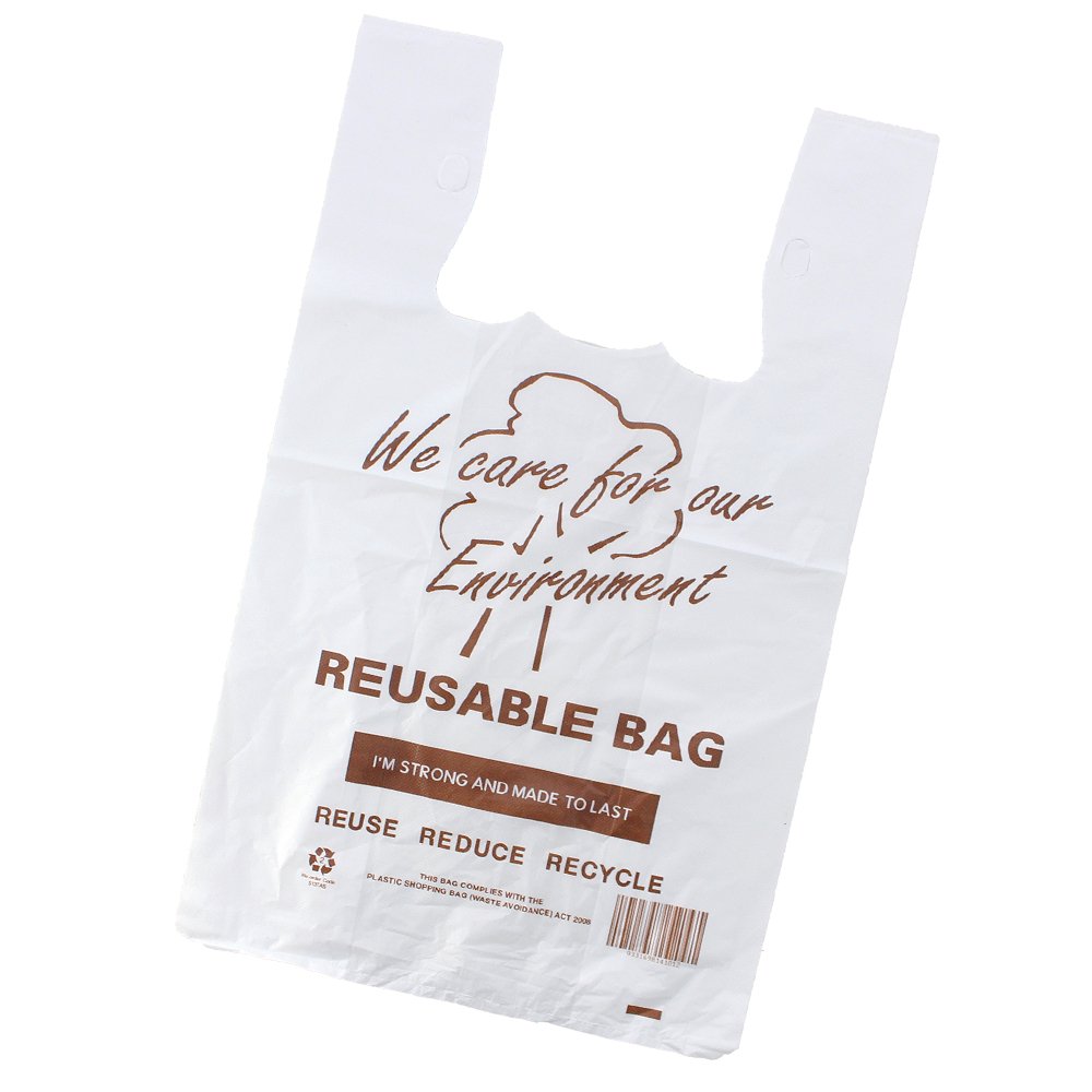 Large Printed Reusable White Singlet Bag - 500/CTN - TEM IMPORTS™