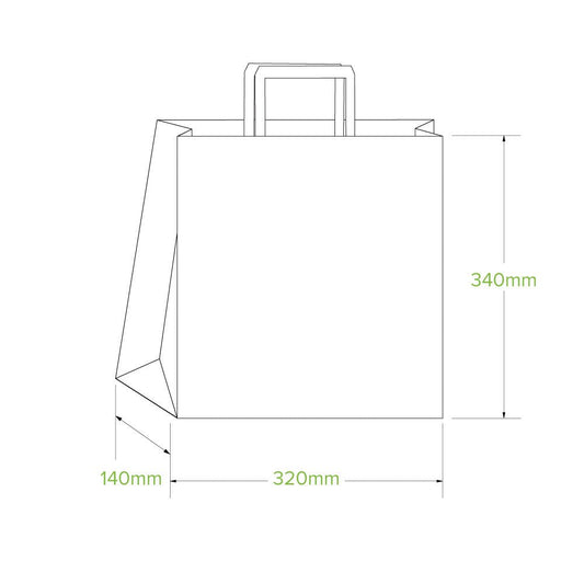 Medium Flat Handle Kraft Paper Bags - 200/CTN - TEM IMPORTS™