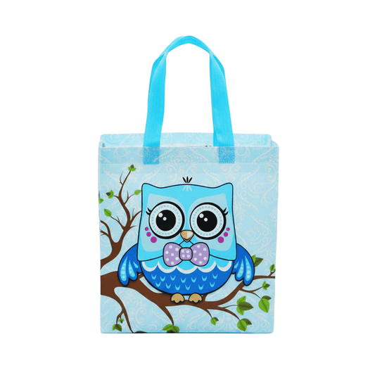 Medium PP Printed Blue Owl Non - Woven Bag - Pack of 10 - TEM IMPORTS™