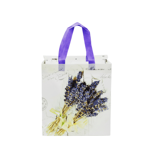 Medium PP Printed Lavender Bunch Non - Woven Bag - Pack of 10 - TEM IMPORTS™