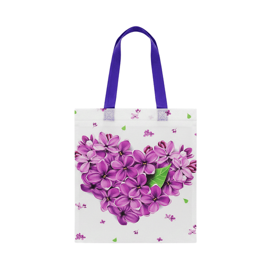 Medium PP Printed Lavender Heart Shape Non-Woven Bag - Pack of 10 - TEM IMPORTS™