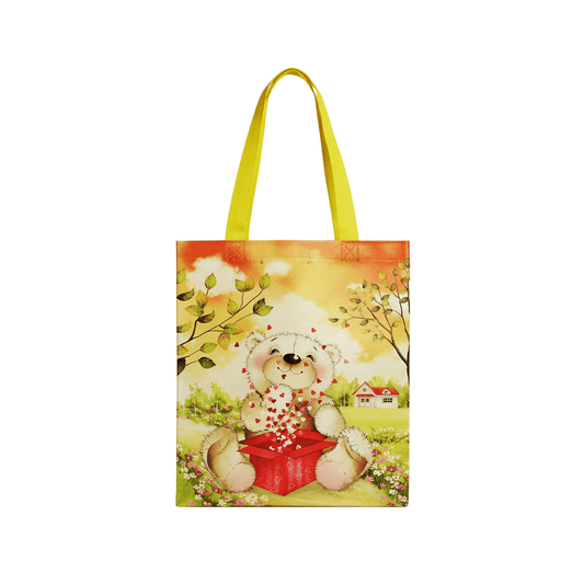 Medium PP Printed Orange Bear Non - Woven Bag - Pack of 10 - TEM IMPORTS™