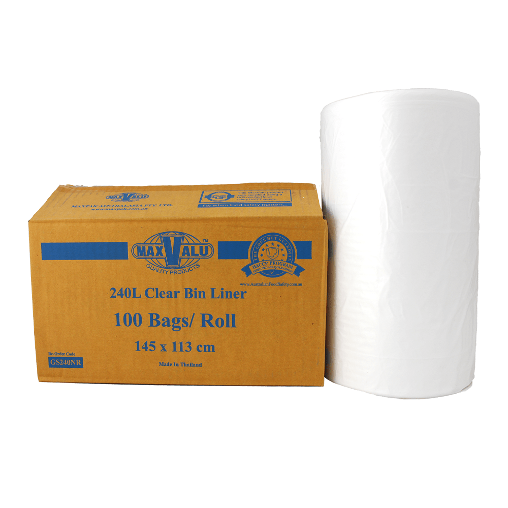 Natural Clear 240L Heavy Duty Bin Liners Roll - 100/CTN - TEM IMPORTS™