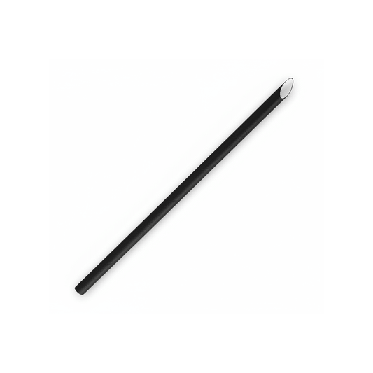 6mm Regular Slant Cut Paper Straws (Black)