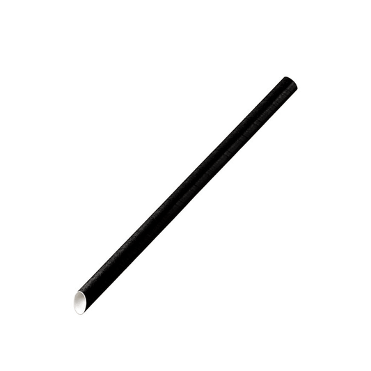 Plain Black 10mm Slant Cut Jumbo Paper Straw