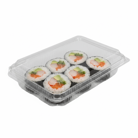 Premium Clear PET Hinged Lid 4 - Roll Sushi Container - TEM IMPORTS™