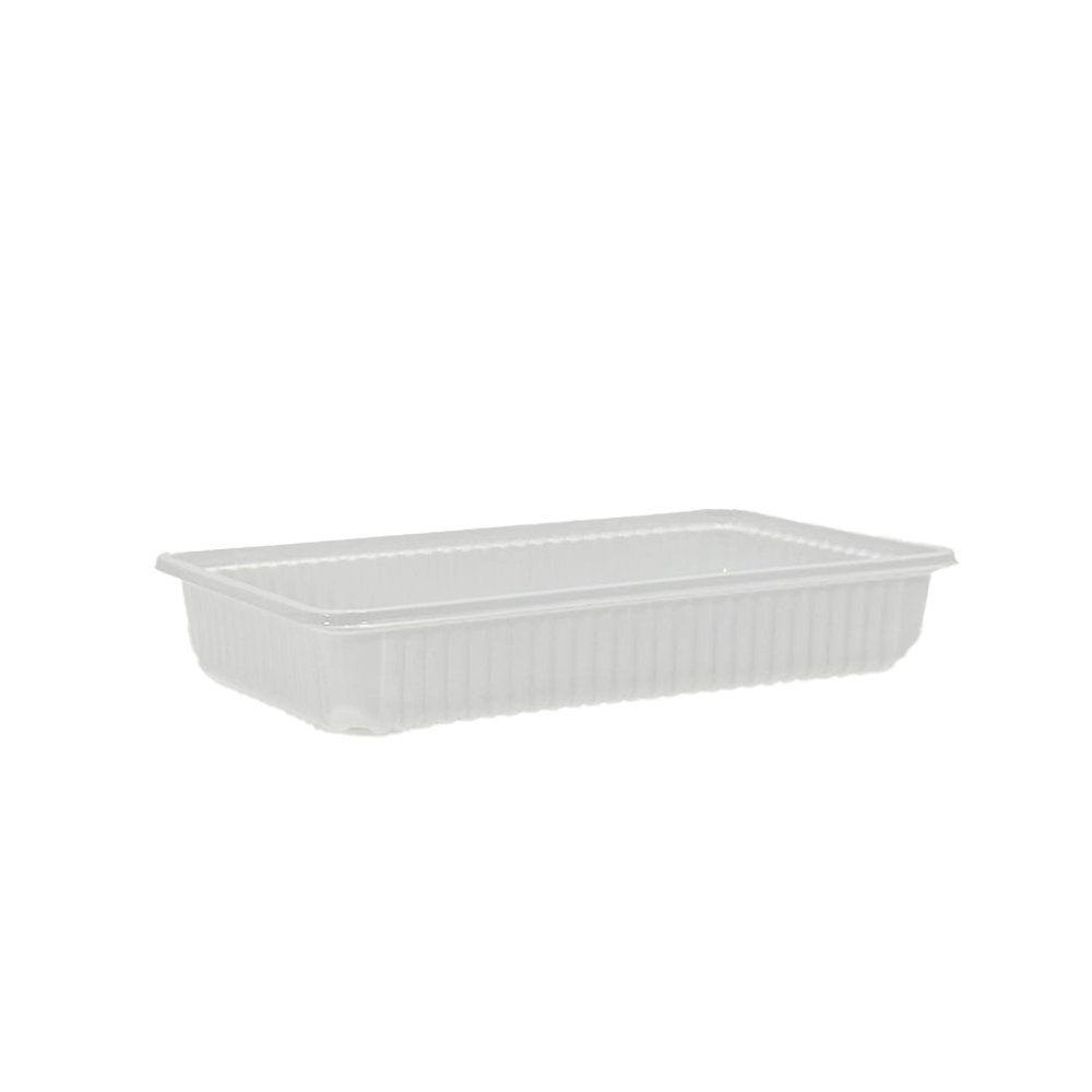 Ribbed Rectangular White With Clear Lid - TEM IMPORTS™