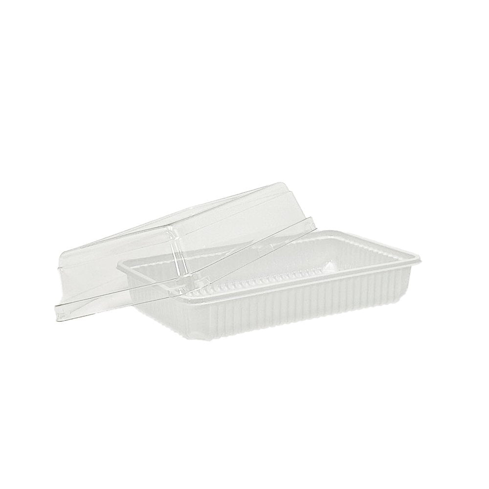 Ribbed Rectangular White With Clear Lid - TEM IMPORTS™