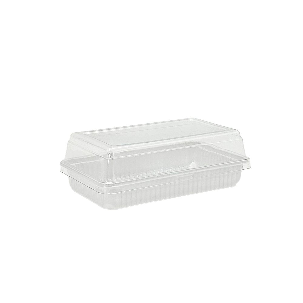 Ribbed Rectangular White With Clear Lid - TEM IMPORTS™