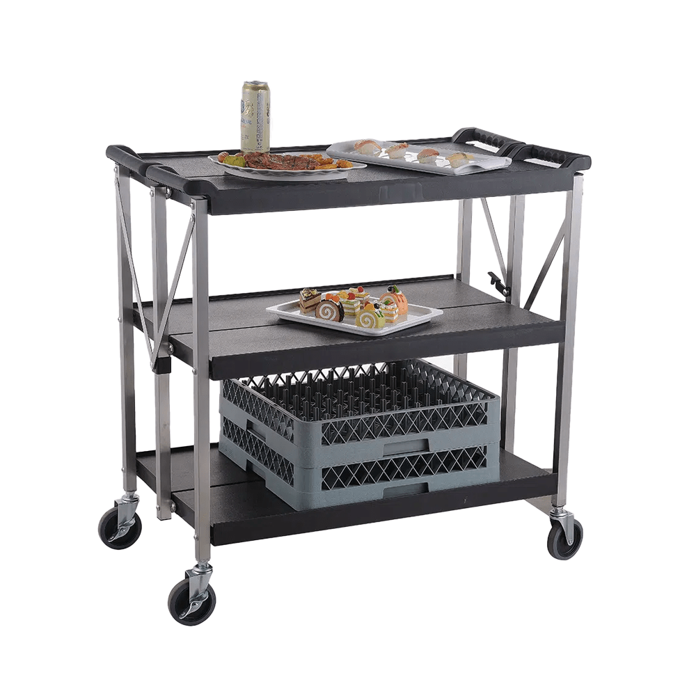 Small Foldable Utility Service Trolley Black - TEM IMPORTS™