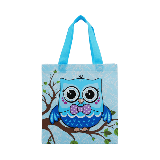 Small PP Printed Blue Owl Non - Woven Bag - Pack of 10 - TEM IMPORTS™