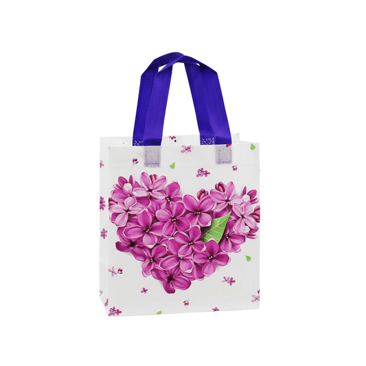 Small PP Printed Lavender Heart Shape Non - Woven Bag - Pack of 10 - TEM IMPORTS™