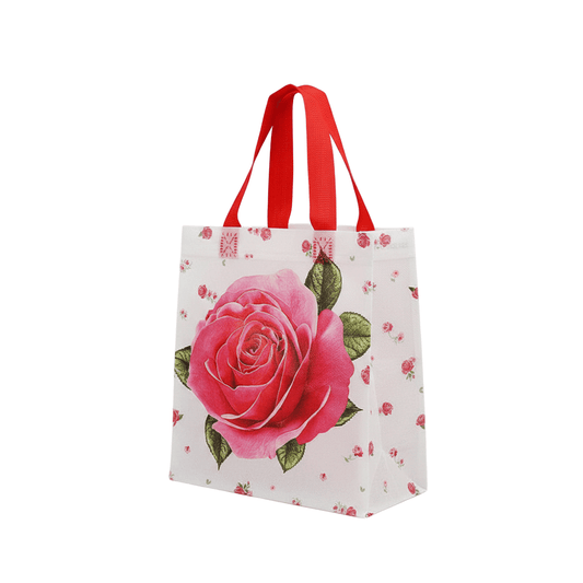 Small PP Printed Pink Rose Non - Woven Bag - Pack of 10 - TEM IMPORTS™