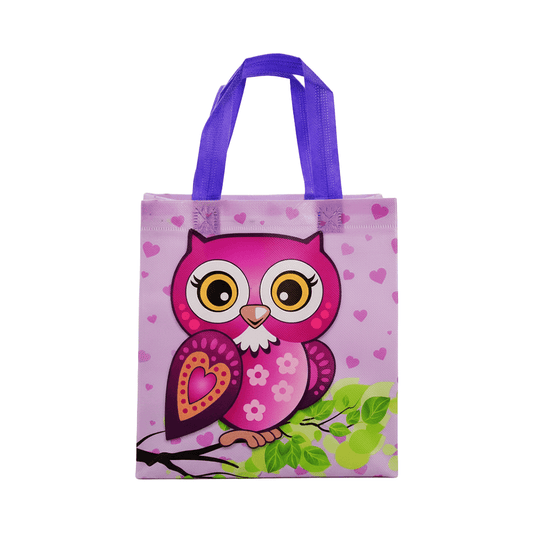 Small PP Printed Purple Owl Non - Woven Bag - Pack of 10 - TEM IMPORTS™