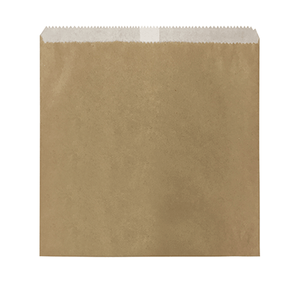 Square Sponge Flat Paper Bag Brown - 500/PK - TEM IMPORTS™