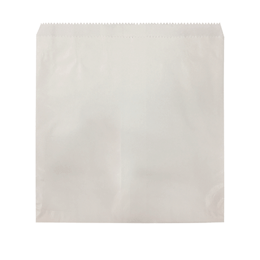 Square Sponge Flat Paper Bag White - 500/PK - TEM IMPORTS™