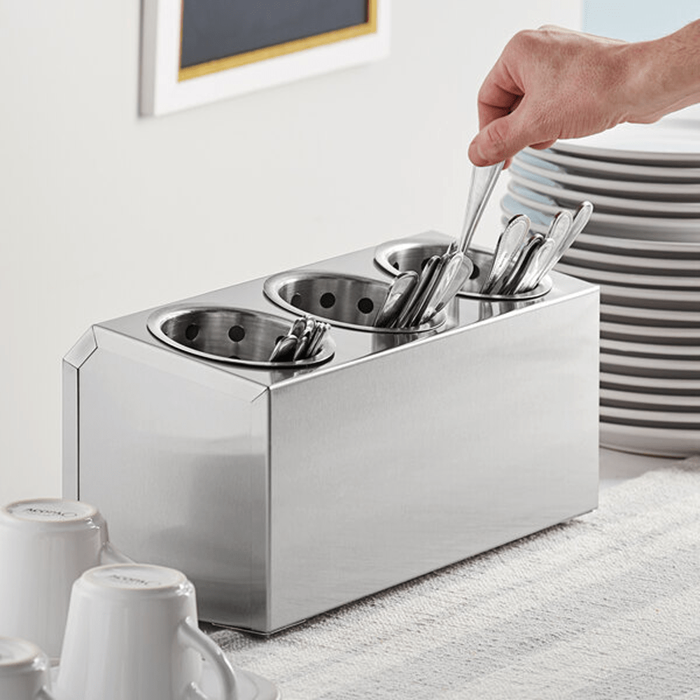 Stainless Steel Cutlery Cylinder Holder 3 Hole - TEM IMPORTS™