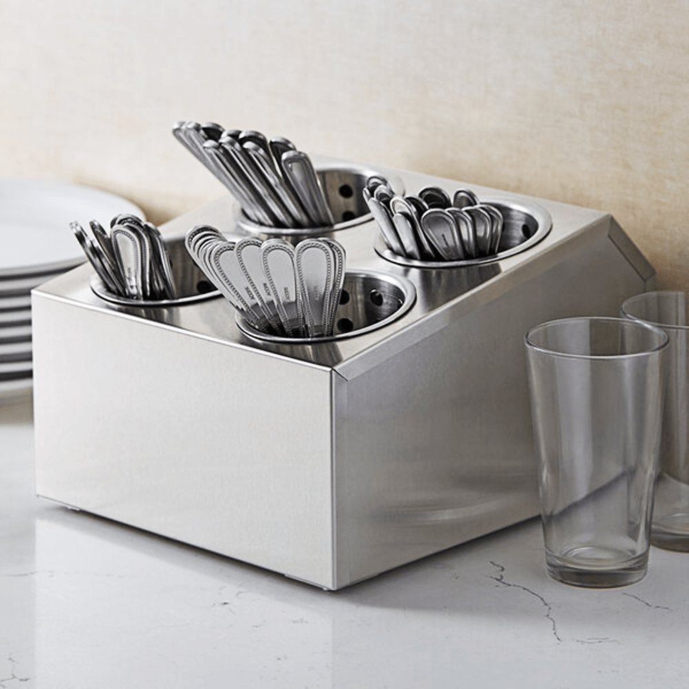 Stainless Steel Cutlery Cylinder Holder 4 Hole - TEM IMPORTS™