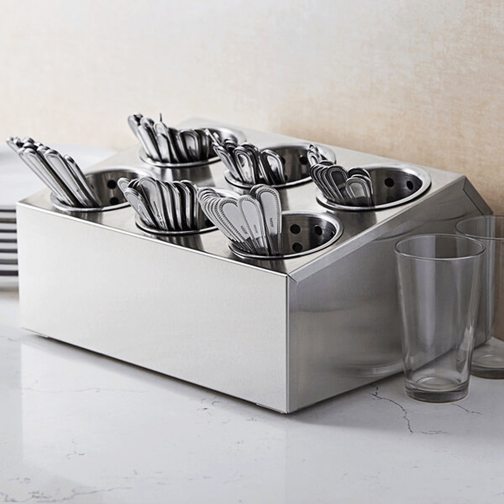 Stainless Steel Cutlery Cylinder Holder 6 Hole - TEM IMPORTS™