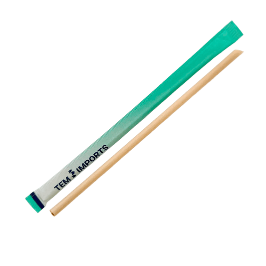 Sugarcane Fiber Straw 6mm Slant Cut Individually Wrap - TEM IMPORTS™