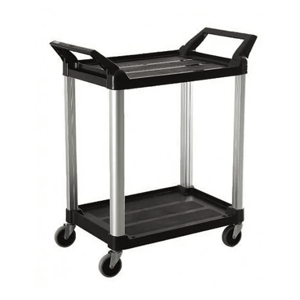 TRUST® Commercial 2 Tier Large Black Utility Service Cart - TEM IMPORTS™
