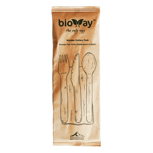 Wooden Cutlery Fork, Knife, Spoon & Napkin Set - 400/CTN - TEM IMPORTS™