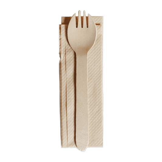 Wooden Spork & Napkin Set - 400/CTN - TEM IMPORTS™