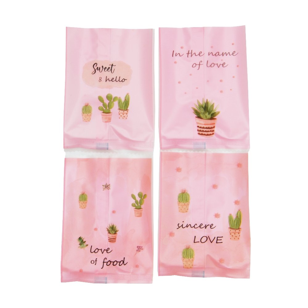 100x70mm Heat Seal Nougat Bags -Pk100-Cactus - TEM IMPORTS™