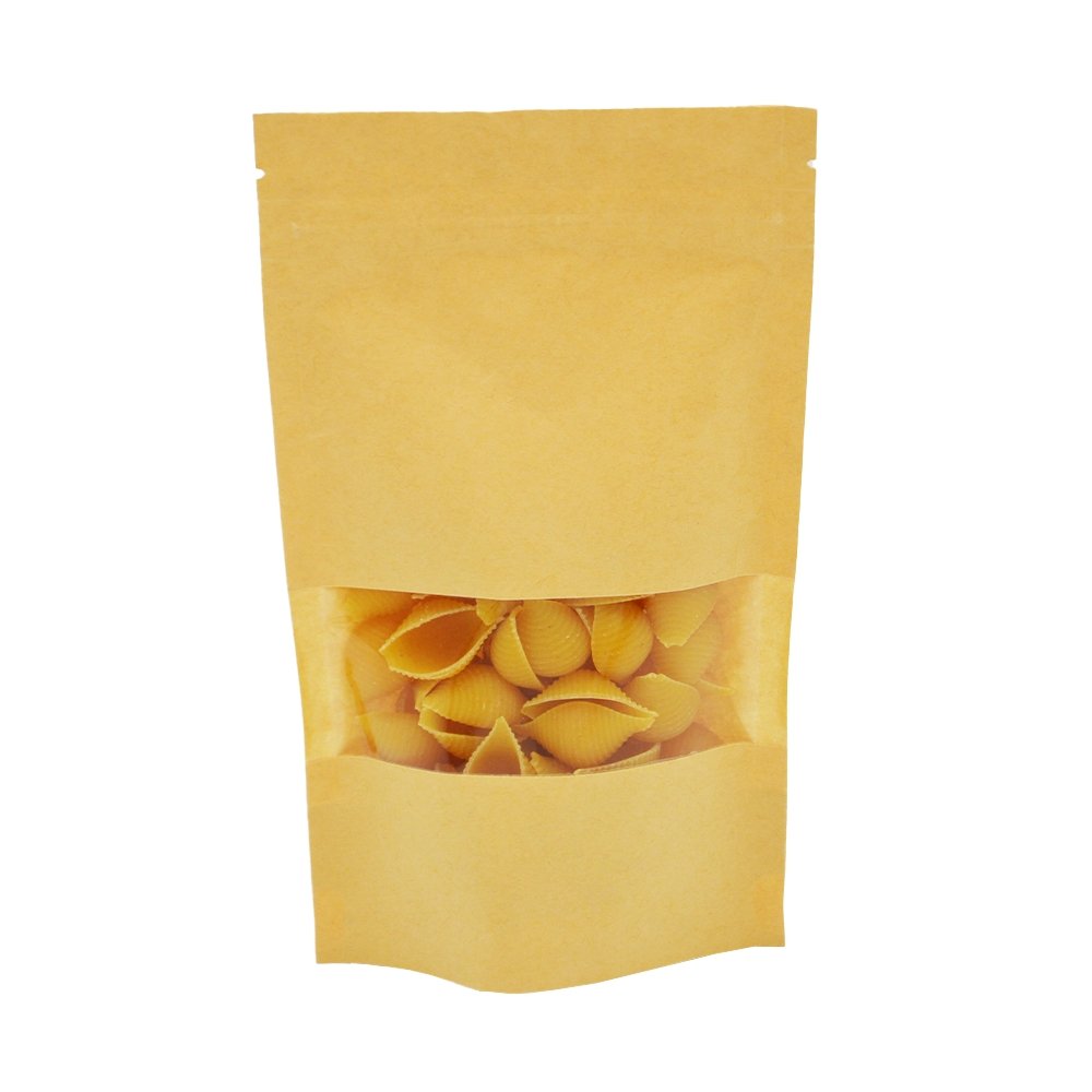 12x20 Reusable Kraft Ziplock Bag With Window-Pk50 - TEM IMPORTS™