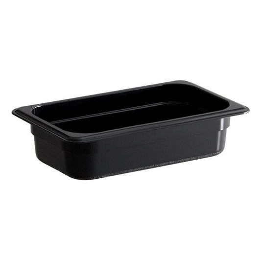 1/4 Size Standard Polycarbonate Black Food Pan - 65mm