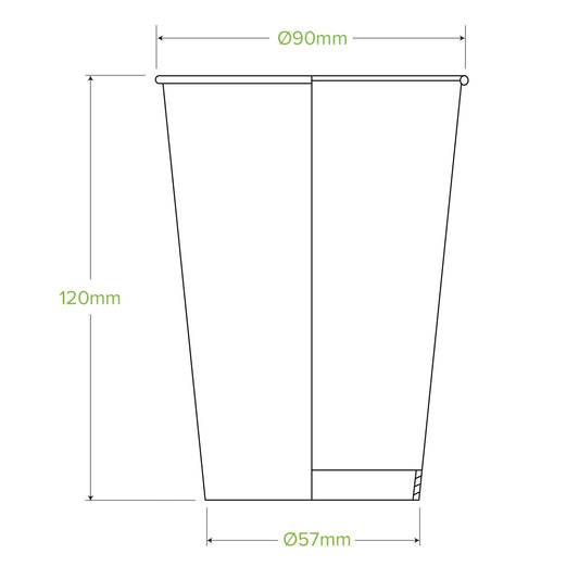 14oz/420mL (90mm) Green Cold Paper BioCup - 1000/ctn - TEM IMPORTS™