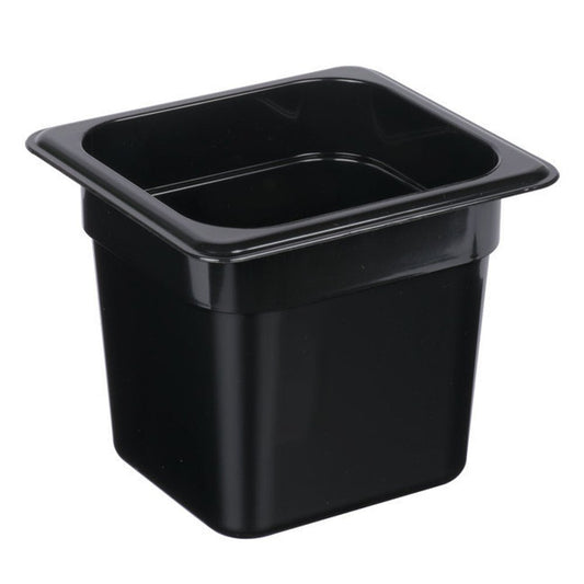 1/6 Size Standard Polycarbonate Black Food Pan - 150mm