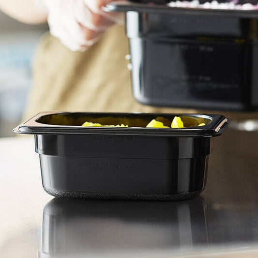 1/9 Size Steam Pan Polycarbonate Black - 0.5L - TEM IMPORTS™
