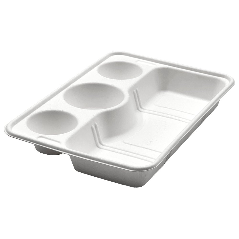 4 Hybrid Compartment Rectangular Sugarcane Tray - TEM IMPORTS™