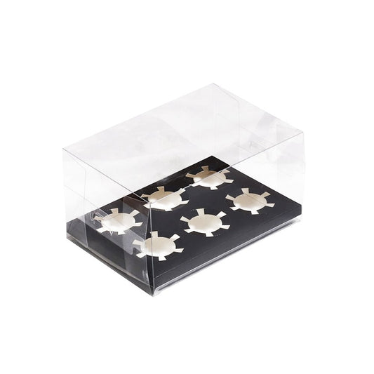 6 Cupcake Clear Box With Black Paper Tray - Pack of 5