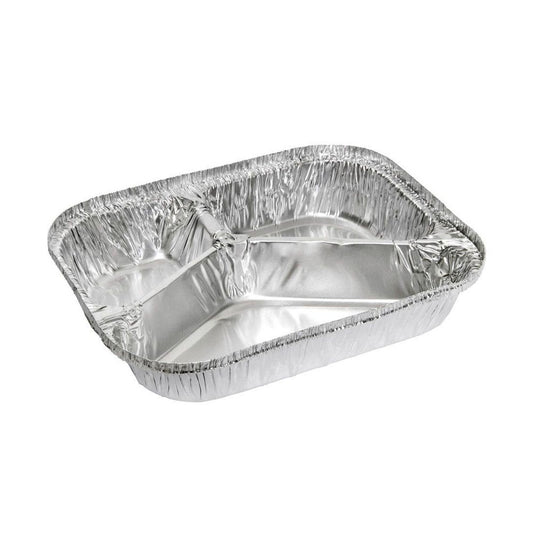 600mL 3-Cavity Food Prep & Takeaway Foil Trays - 330/CTN