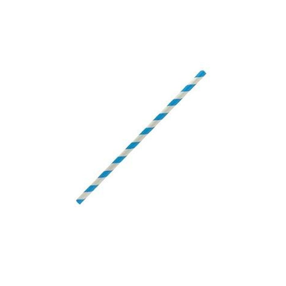 Paper Straw 6mm Cocktail Blue Stripe