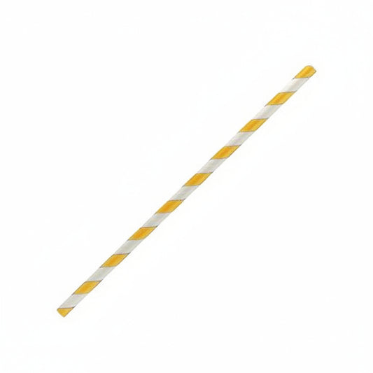 Paper Straw 6mm Regular Yellow Stripe - 2500/CTN
