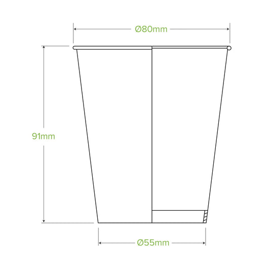 8oz/280mL (80mm) Green Cold Paper BioCup - 1000/ctn - TEM IMPORTS™