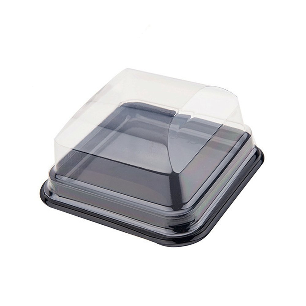93x93mm Black Square Base With Lightly Slanted Clear Dome Lid - TEM IMPORTS™