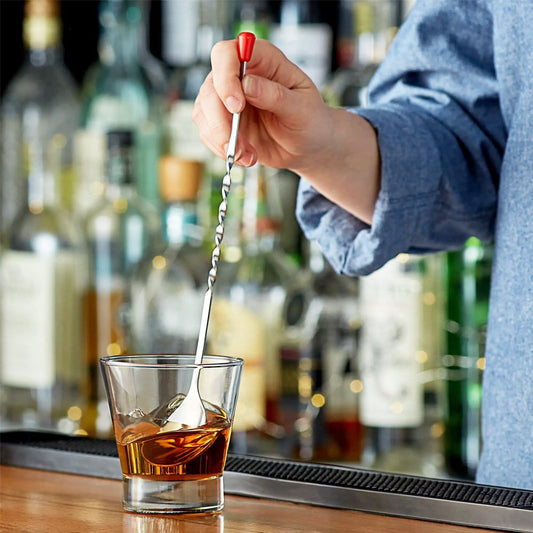 Bar Spoon With Red Knob Stainless Steel - TEM IMPORTS™