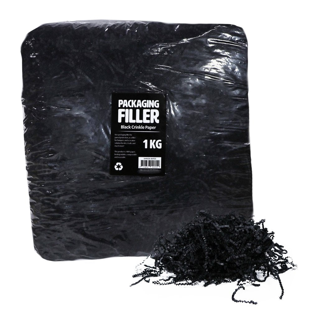 Black Crinkle Paper Shreds Fillers - 1Kg - TEM IMPORTS™