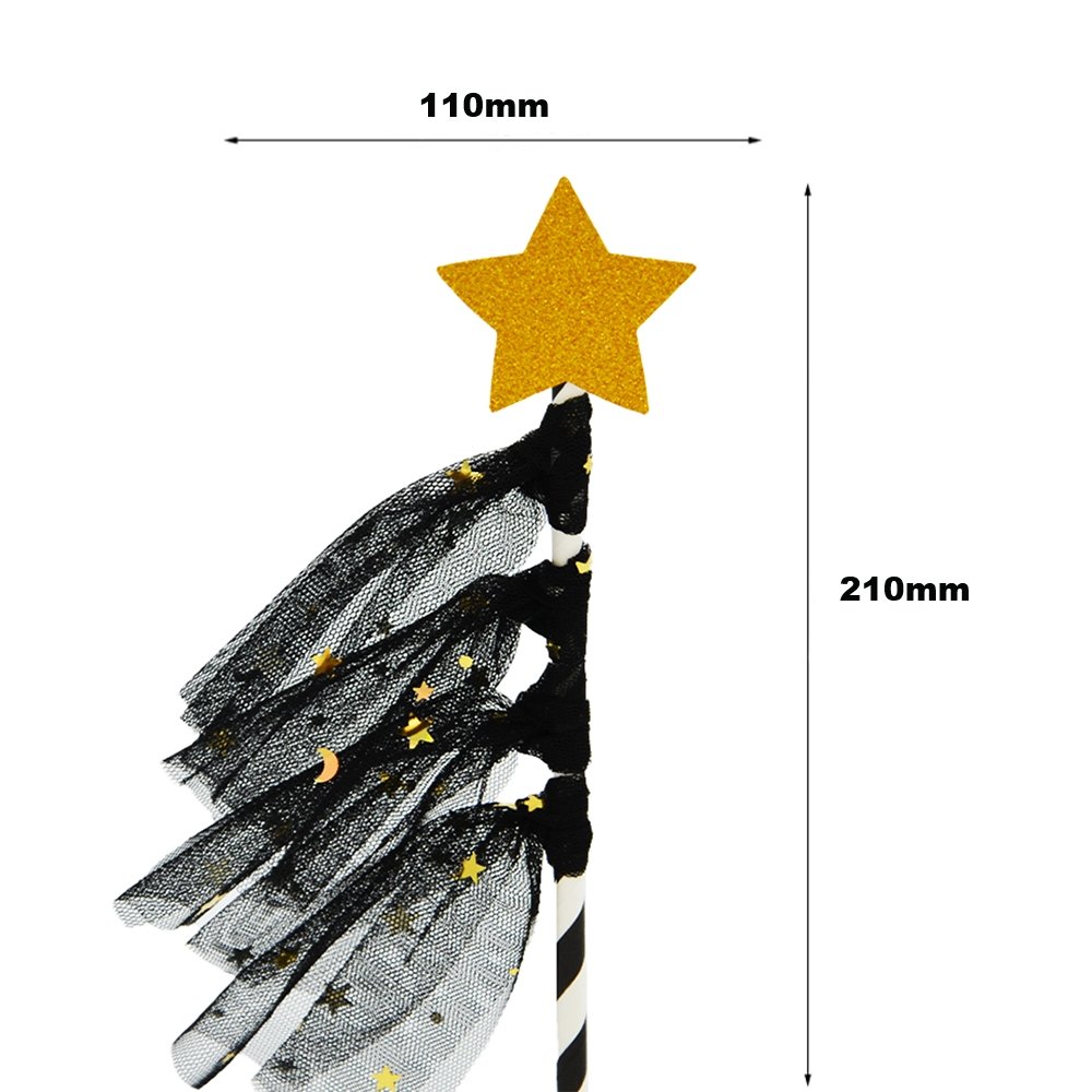 Black Wishing Star With Lace Cake Topper - TEM IMPORTS™