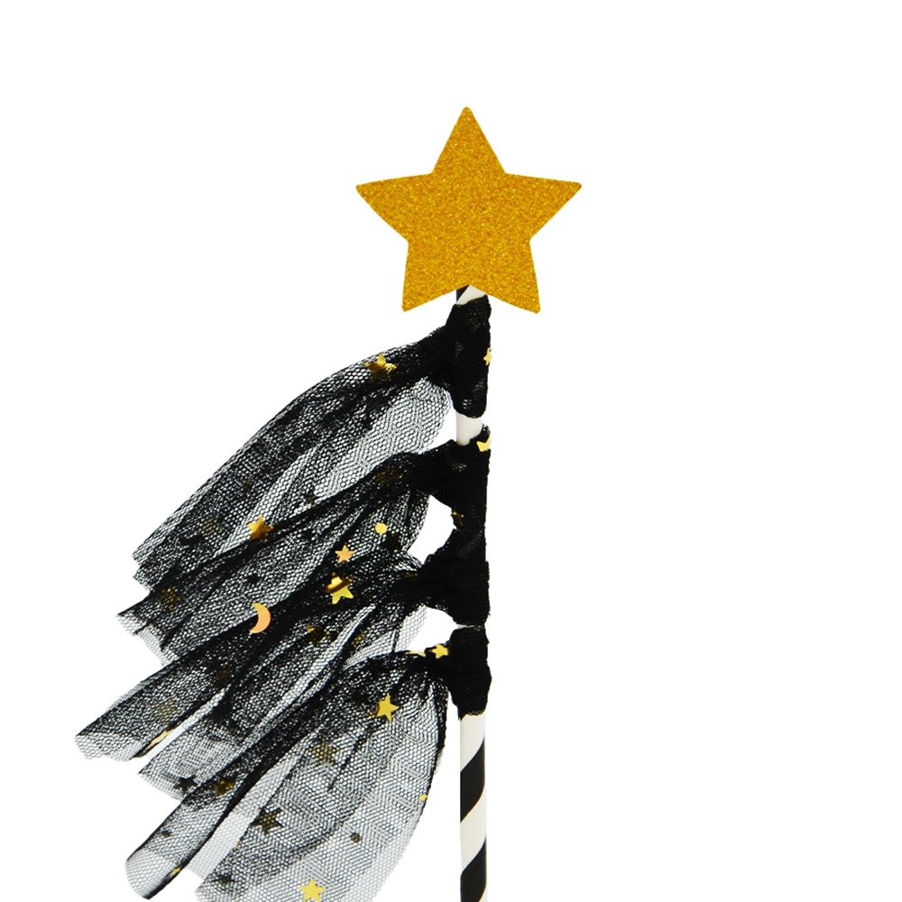 Black Wishing Star With Lace Cake Topper - TEM IMPORTS™