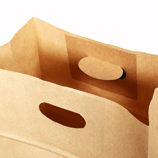 Retail Takeaway Brown Kraft Die-Cut Handle Paper Bag - TEM IMPORTS™