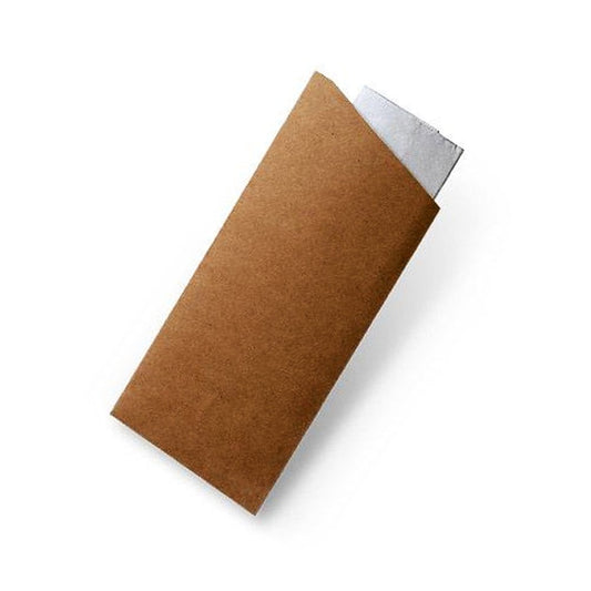 Kraft Cutlery Pouch With White Napkin - 1000/CTN