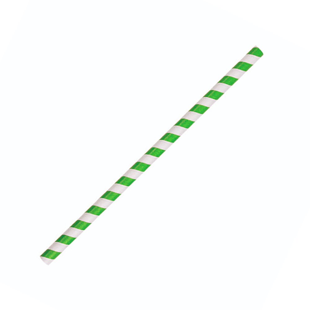 Paper Straw 10mm Jumbo Green Stripe