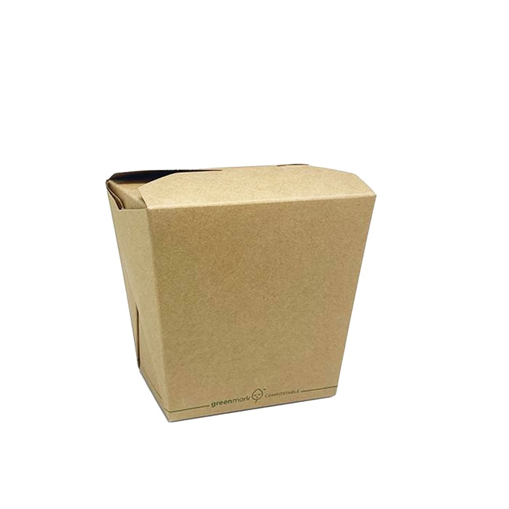 A brown PLA coated paper noodle box.