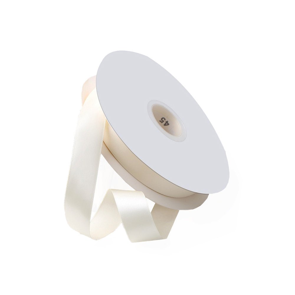 Satin Double Faced Woven Edge Ribbon-Ivory - TEM IMPORTS™