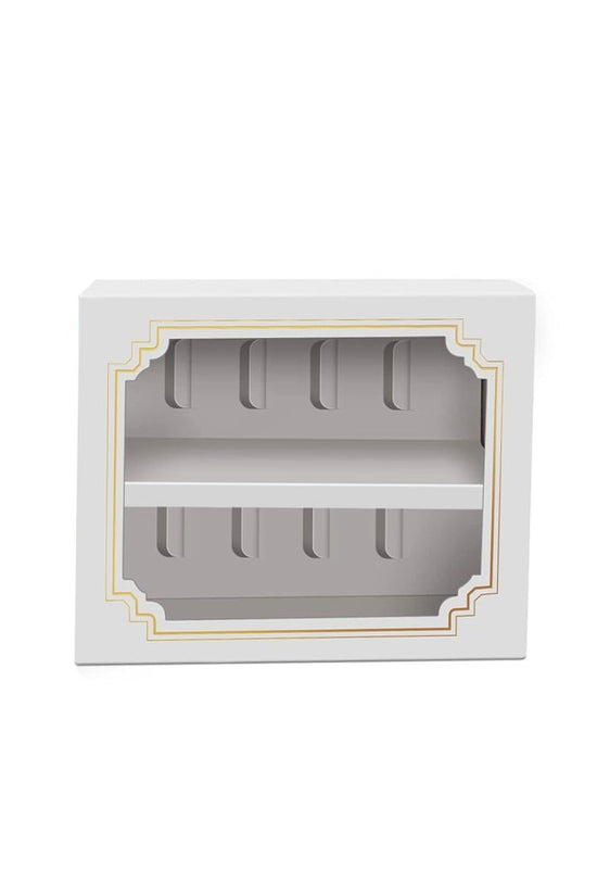 10 Macaron White & Gold Frame Paper Box With Window - TEM IMPORTS™